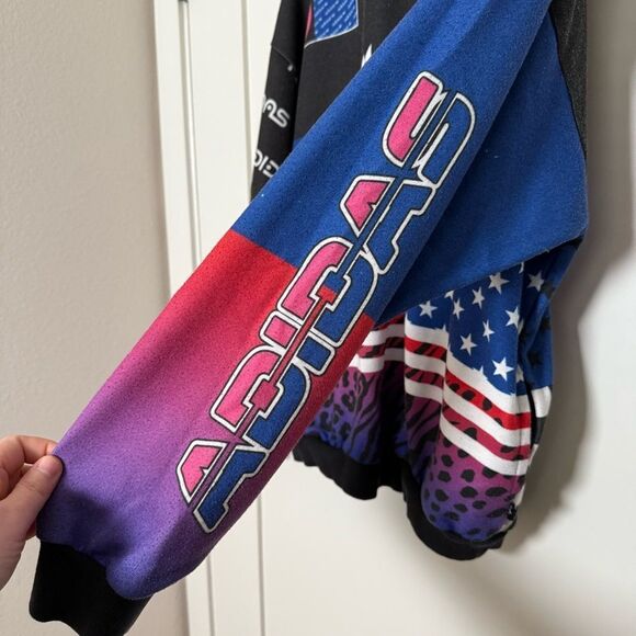 Rare Adidas Sweatshirt Unisex Adult Medium Multicolor Originals Racing Y2K - Picture 8 of 16